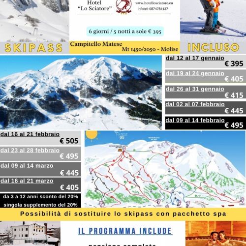 Settimana bianca con Skipass gratuito e tante attività incluse