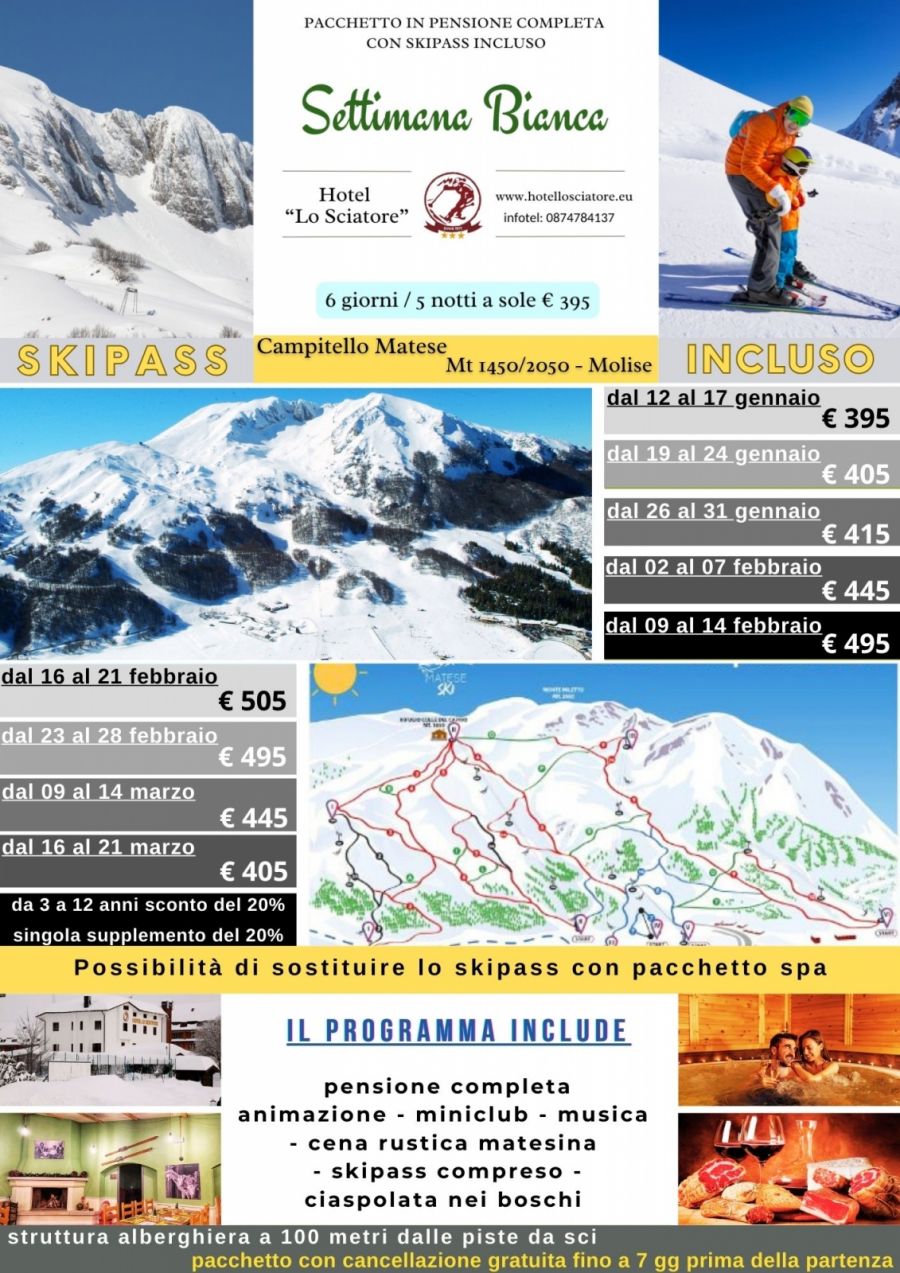 Settimana bianca con Skipass gratuito e tante attività incluse